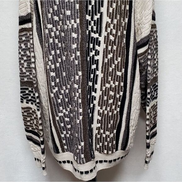 VINTAGE 1980s SW Casuals Barcode Corded Cream Brown Crewneck Knit Sweater 3XLT - Picture 4 of 11